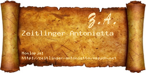 Zeitlinger Antonietta névjegykártya